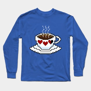 Cafe, BTW pixel art red hearts coffee mug icon Long Sleeve T-Shirt